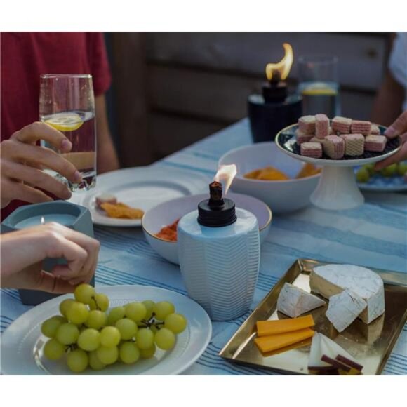 Table Torch Glass Herringbone Ivory - Decorative Table Top Torches - Picture 5 of 7